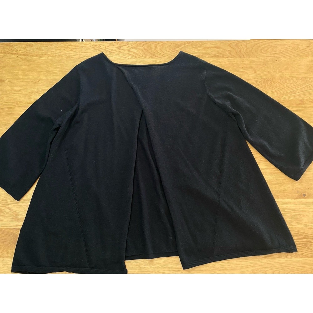 Hilary Radley Women's Sweater Size Large Black Open Back Soft Cozy 3/4 Sleeve - Picture 4 of 9